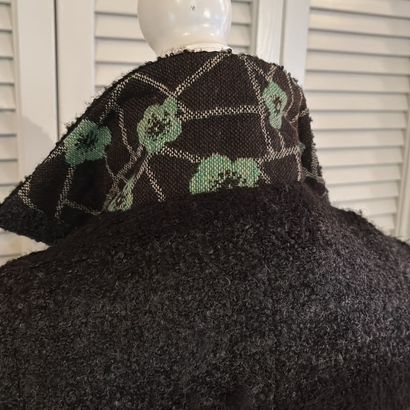 An Ren New York Couture Wool Blend Cardigan Sweater Jacket Charcoal Gray Size L - Picture 4 of 12